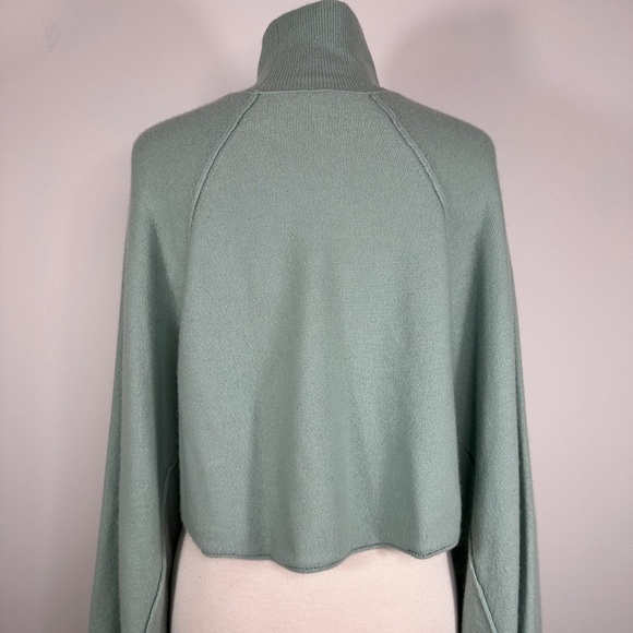Free People Lost In Forest Mock Neck Ballon Sleeve Cropped Sweater Light Green S - Picture 8 of 13
